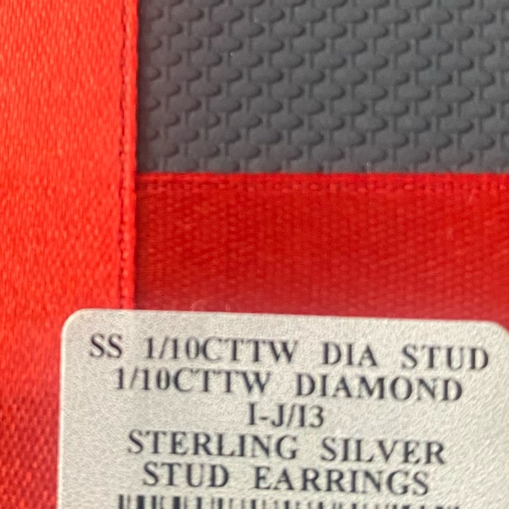 Sterling Silver Diamond Earrings - Picture 3 of 3